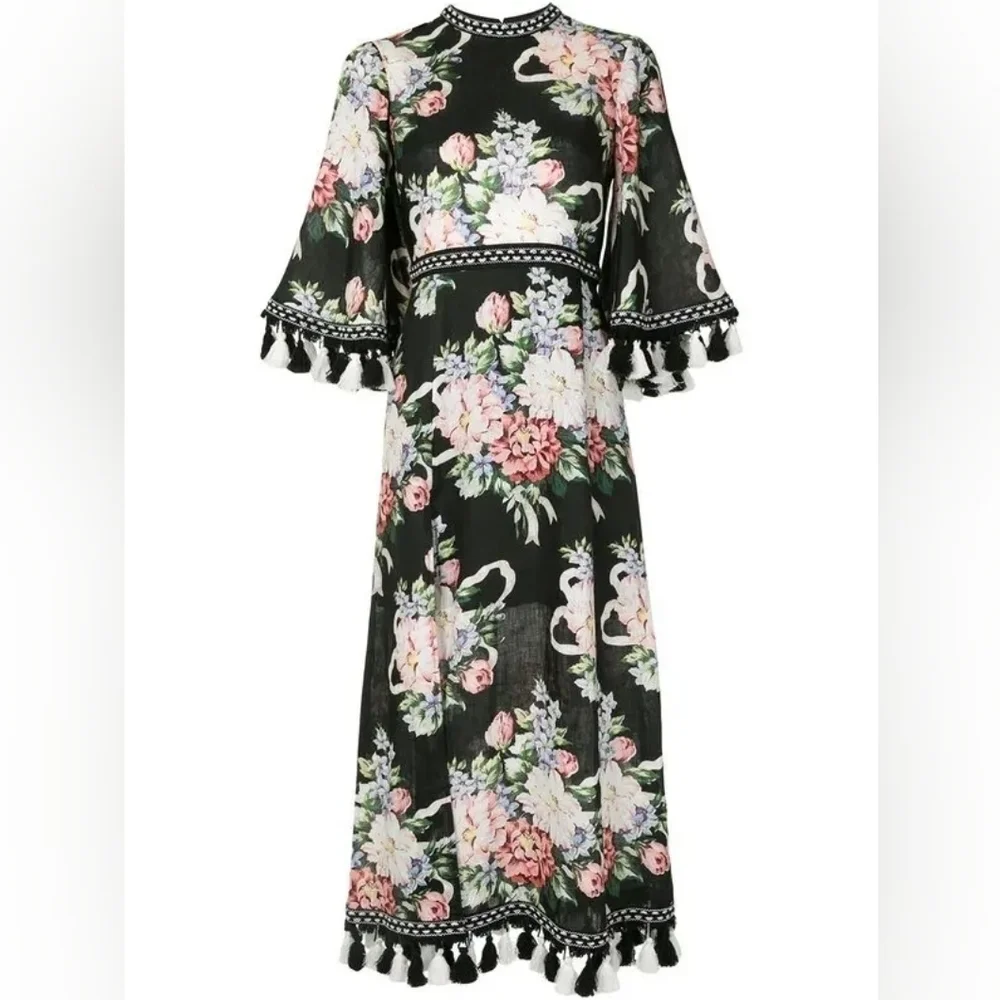 Alice McCall Black Magic Moments Linen Midi Dress NWT - Picture 2 of 15